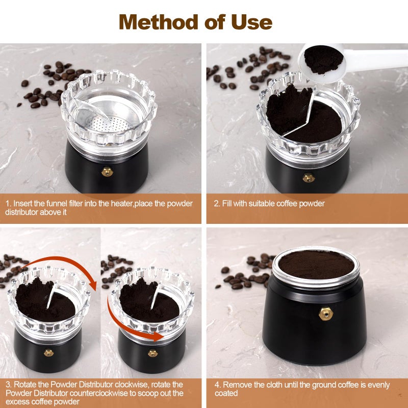 DITOSH Moka Pot Dosing Funnel Transparent Mocha Dispenser Precise Volume Control Perfect Extraction Ratio for 6 Cup Aluminum Espresso Stovetop Coffeemaker-L72mm - Image 4
