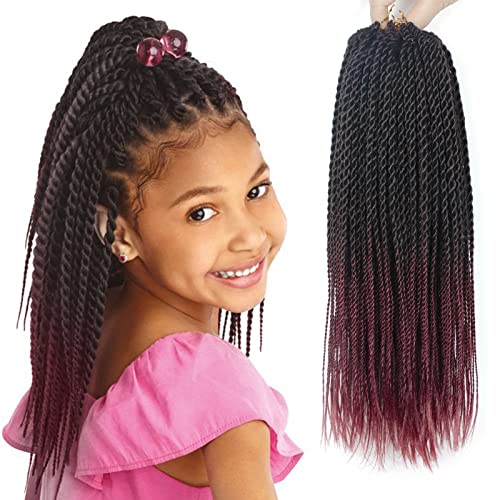 NAYOO Senegalese Twist Crochet Hair for Kids - 8 Packs 14 Inch Small Crochet Hair for Black Women, 30 Strands/Pack Ombre Crochet Braids Hair, Crochet Twist Hair Hot Water Setting(14 Inch, 1B/BUG) - Image 1