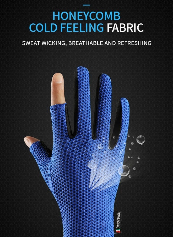 GROIC Lightweight Ice Silk Gloves, Cooling Fishing Gloves Anti-Slip with 2 Fingerless, Non-Slip Outdoor Sports Driving Cycling Liner Sun UV Protection Breathable - Image 4