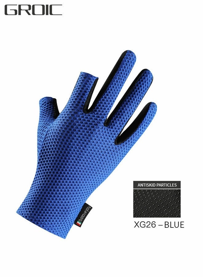 GROIC Lightweight Ice Silk Gloves, Cooling Fishing Gloves Anti-Slip with 2 Fingerless, Non-Slip Outdoor Sports Driving Cycling Liner Sun UV Protection Breathable - Image 1