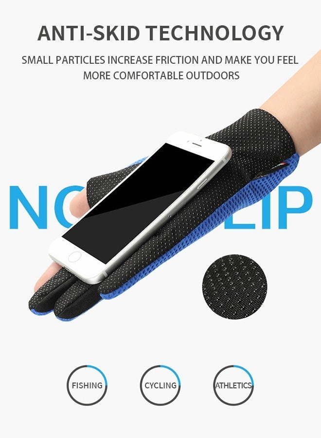 GROIC Lightweight Ice Silk Gloves, Cooling Fishing Gloves Anti-Slip with 2 Fingerless, Non-Slip Outdoor Sports Driving Cycling Liner Sun UV Protection Breathable - Image 3