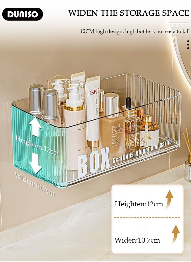 DUNISO Bathroom Shower Organizer, 2 Pack Hanging Shower Caddy, Premium Wall Mount Bathroom Organizer Shelf, Adhesive Clear Acrylic Shelf, No Drilling, No Damage Wall, Kitchen Storage Rustproof Storage Rack for Bathroom, Pantry, Kitchen, Utility Roomrganizer  - Image 5