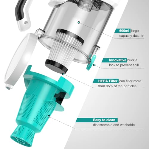 FYA 5-in-1 Wireless Handheld Vacuum Car Vacuum Cleaner with LED Light for Home, 10kpa Powerful Suction Lightweight Portable Vacuum for Pet, Cordless Vacuum for Carpet Stairs Pet Hair Deep Cleaning - Image 3