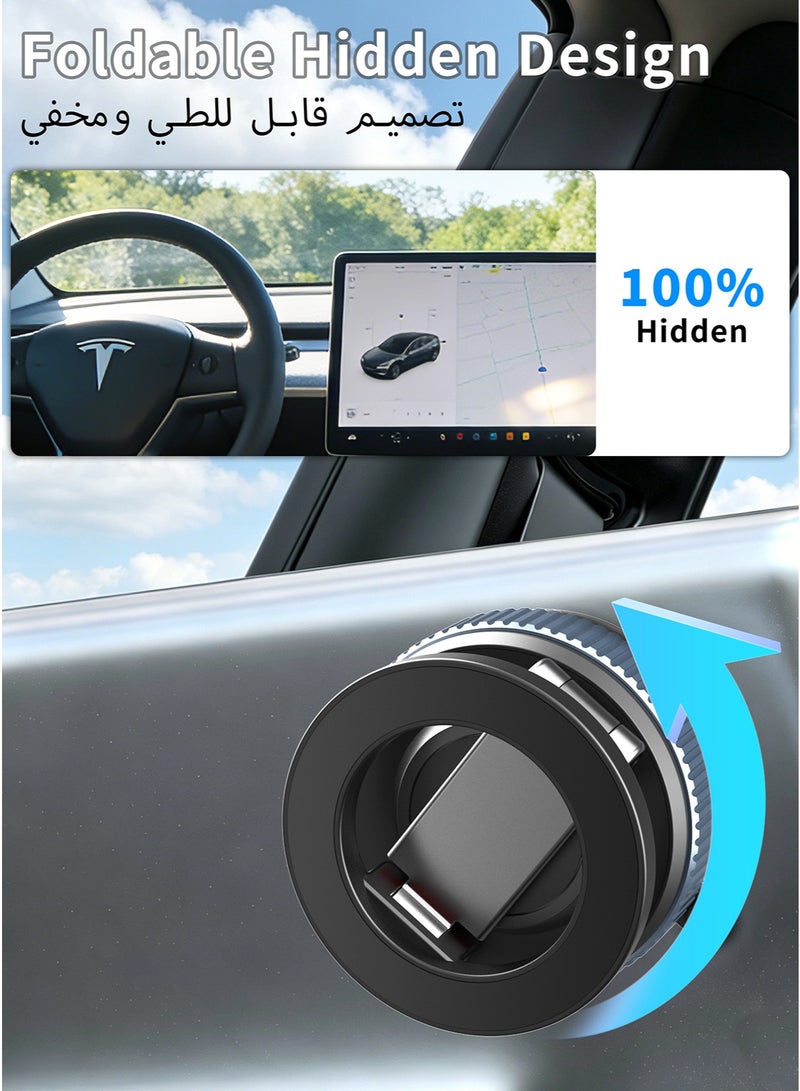 XXZU Magnetic Car Phone Holder, 360° Rotatable and Foldable, with Vacuum Suction Cup and Magnetic Ring, Mini Car Phone Mount for Car/Desk/Mirror and Other Smooth Surface - Image 5