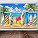 Blulu Beach Party Decorations Tropical Background Banner Summer Hawaiian Beach Decorations Surfboard Backdrop Luau Party Backdrop for Photography Birthday Tiki Themed 72 8 x 43 3 Inch - Image 4