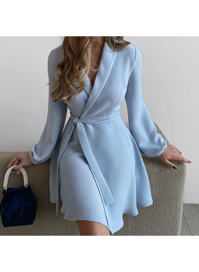 general Women's Wrap Blazer Dress - Elegant Long Sleeve Belted A-Line Mini Dress for Formal & Casual Occasions - Image 1