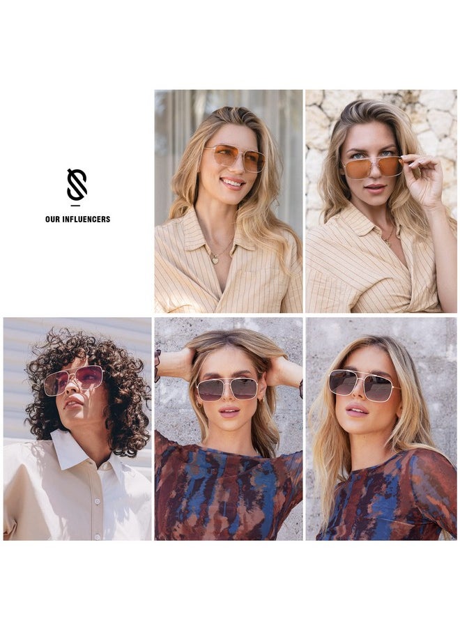 Sojos Retro Square Aviator Sunglasses Womens Mens Aesthetic Y2K Light Lens Shades Sj1176, Gold/Gradient Purple  - Image 3