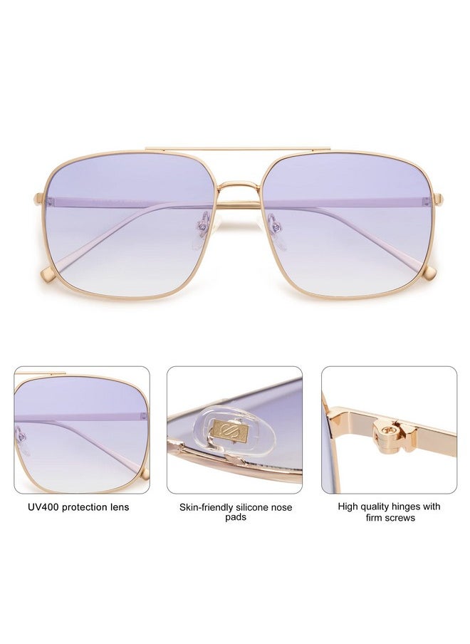 Sojos Retro Square Aviator Sunglasses Womens Mens Aesthetic Y2K Light Lens Shades Sj1176, Gold/Gradient Purple  - Image 4