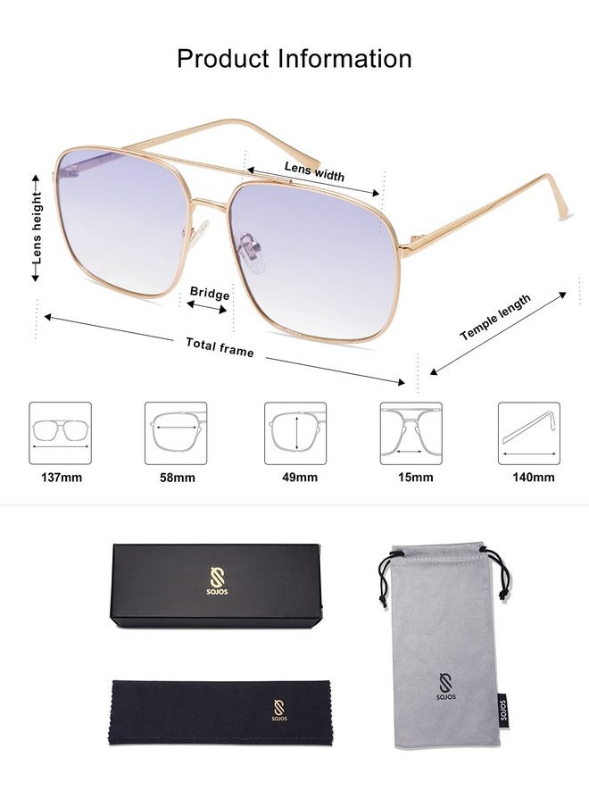 Sojos Retro Square Aviator Sunglasses Womens Mens Aesthetic Y2K Light Lens Shades Sj1176, Gold/Gradient Purple  - Image 5