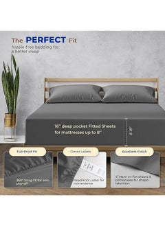 erorex Pure Egyptian King Size Cotton Bed Sheets Set King 1000 Thread Count Dark Gray Bed Linen Set Bedding Pillow Cases 4 Pc Sateen Sheets 16 In Deep Pocket King Sheets  - Image 4