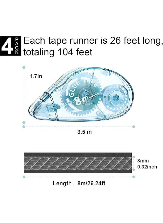 erorex 4 Pack Glue Tape For Scrapbooking Scrapbook Tape Double Sided Tape Roller For Crafts 26 Ft X 0.31 In Tape Runner Craft Supplies Gift Wrapping And Photo Tape. - Image 5