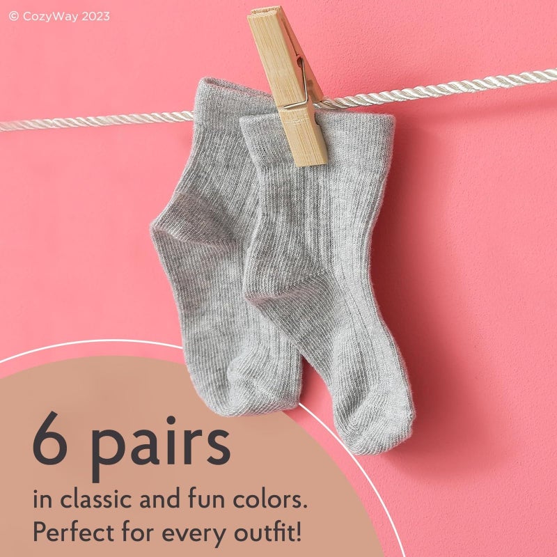 CozyWay Toddler Ruffle Socks - Soft Breathable Cotton Comfort Toddler Socks - Size 3T-5T, White, Pack of 6 - Image 3