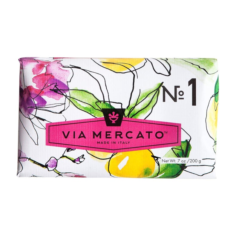 Via Mercato Italian Soap Bar 200 g No 1  Bergamot Patchouli  Rosewood 