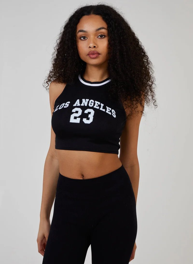 Pink Vanilla Sports Stripe Varsity Super Crop