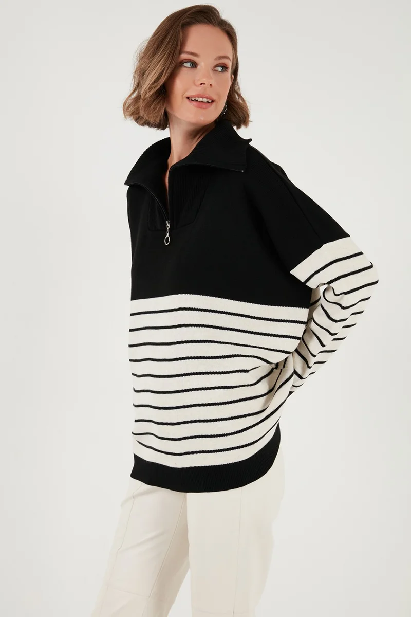 Lela Acrylic Half Zipper Collar Knitwear Sweater Women's Sweater 4615221