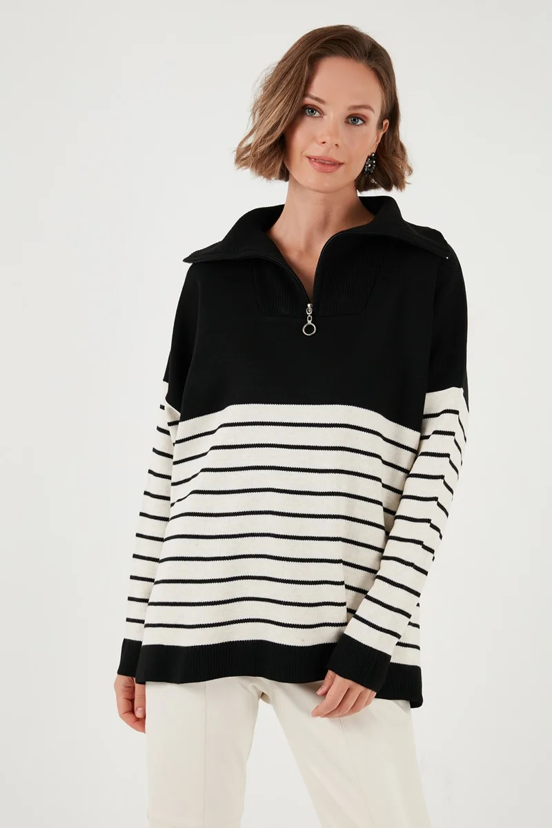 Lela Acrylic Half Zipper Collar Knitwear Sweater Women's Sweater 4615221