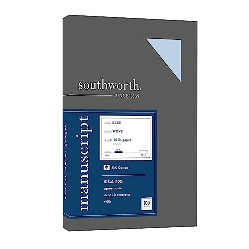 Southworth أغلفة مخطوطات زرقاء من ورق كوتن 25% من ساوثوورث، 9” × 12.5”، وزن الغلاف 30 رطل، أزرق، 100 ورقة (41S) - Image 2