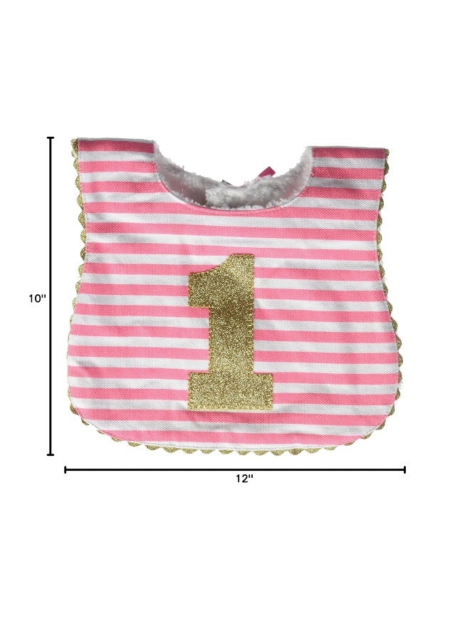 mud pie مريلة عيد ميلاد للبنات من ماد باي، مخطط، مقاس واحد - Image 3