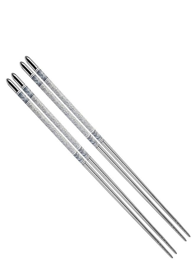 MARMIX Metal Steel Chopstick Stainless Steel Spiral Chopsticks 9 Inches Long Lightweight Chopstick Set Reusable Classic Style for Kitchen Dinner Silver (6) - Image 1