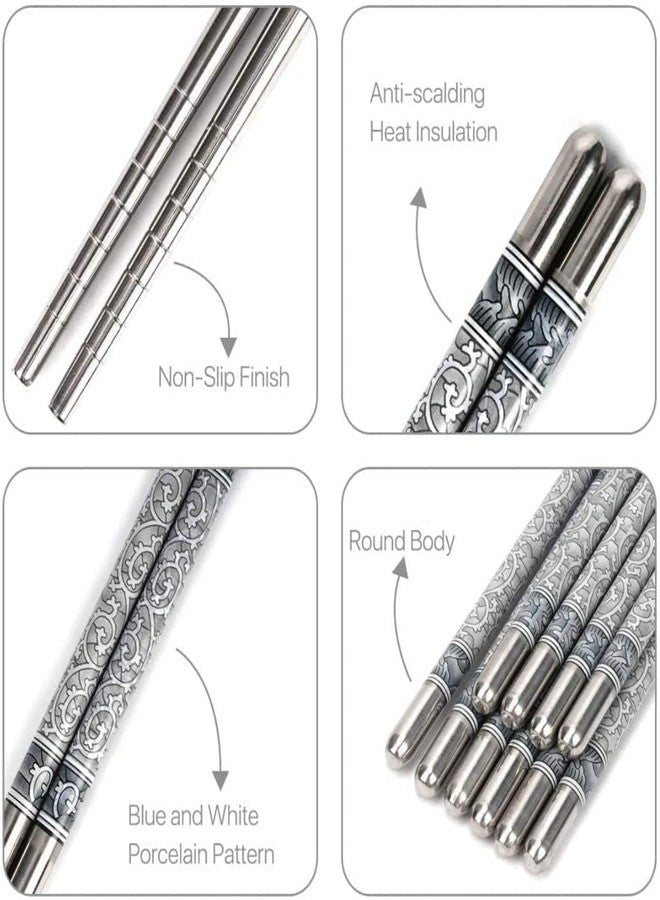 MARMIX Metal Steel Chopstick Stainless Steel Spiral Chopsticks 9 Inches Long Lightweight Chopstick Set Reusable Classic Style for Kitchen Dinner Silver (6) - Image 4