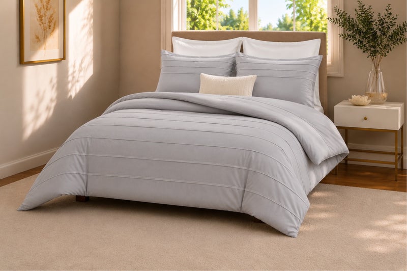 HOMETOPIA King Size 6 Piece Bedding Set Ultra Soft Lightweight Washed Fabric Pleated Design Breathable Cooling Comforter Set for AC Room - Image 3
