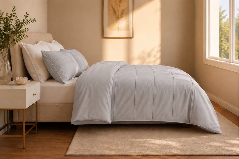 HOMETOPIA King Size 6 Piece Bedding Set Ultra Soft Lightweight Washed Fabric Pleated Design Breathable Cooling Comforter Set for AC Room - Image 4
