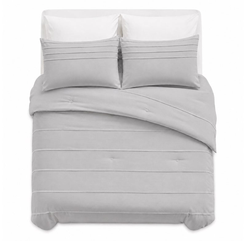 HOMETOPIA King Size 6 Piece Bedding Set Ultra Soft Lightweight Washed Fabric Pleated Design Breathable Cooling Comforter Set for AC Room - Image 2