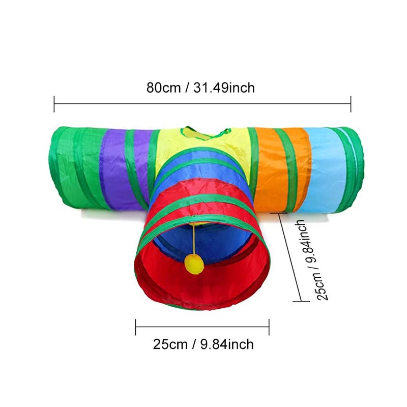 Qpets® ® Cat Toys Rainbow Tunnel Set - Interactive 11-Piece Cat Toy Bundle with Retractable Wand, Feather Worms & Bells for Active Play, Hunting Instinct Stimulation & Anxiety Relief - Image 2