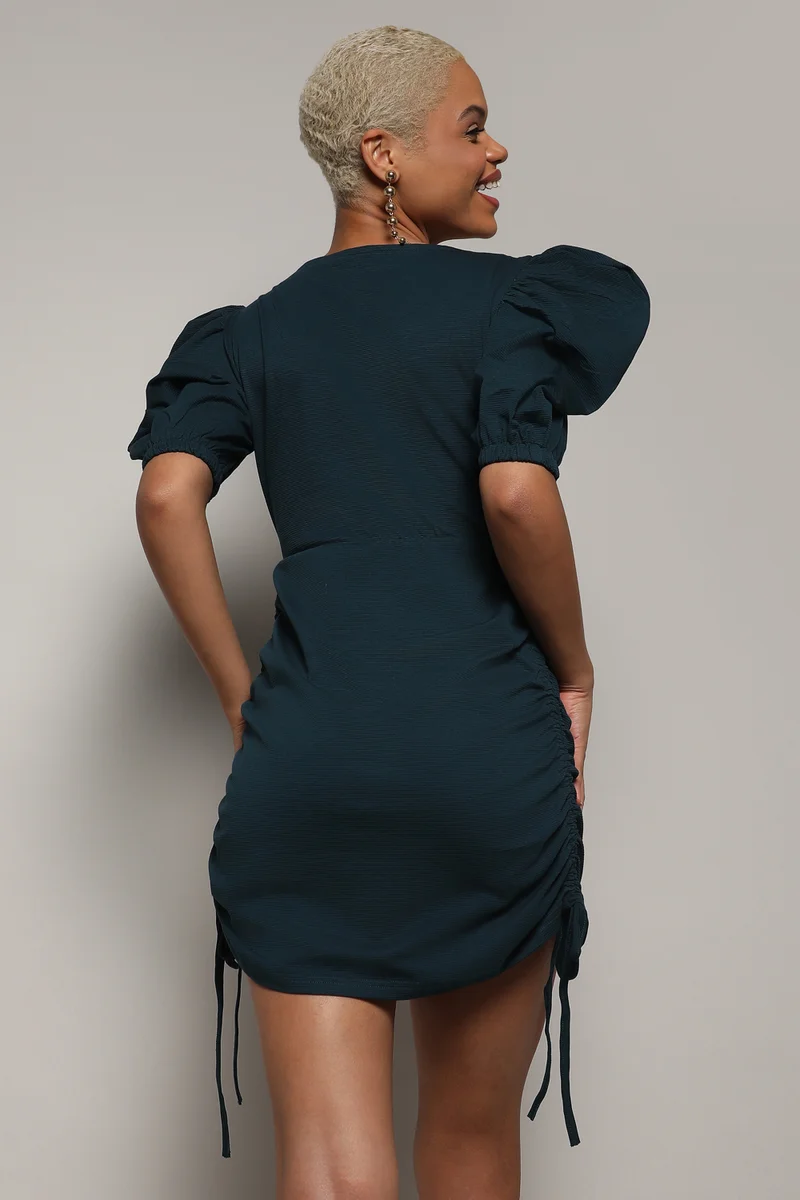 Pinacolada  Women's Solid Navy Blue Dress With Ruched Detail for Women | Best Price UAE