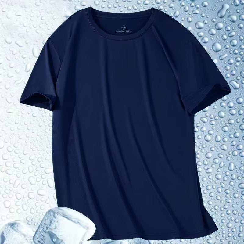 Source Manufacturer'S New Summer Mesh Ice Silk T-Shirt Men'S Comfortable Breathable Quick-Drying Casual Short-Sleeved Trendyy Round Neck - Image 1