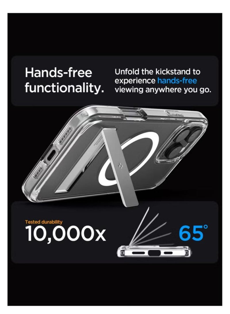 Spigen Ultra Hybrid S MagFit iPhone 16 PRO Case Cover MagSafe with Kickstand - Crystal Clear - Image 3