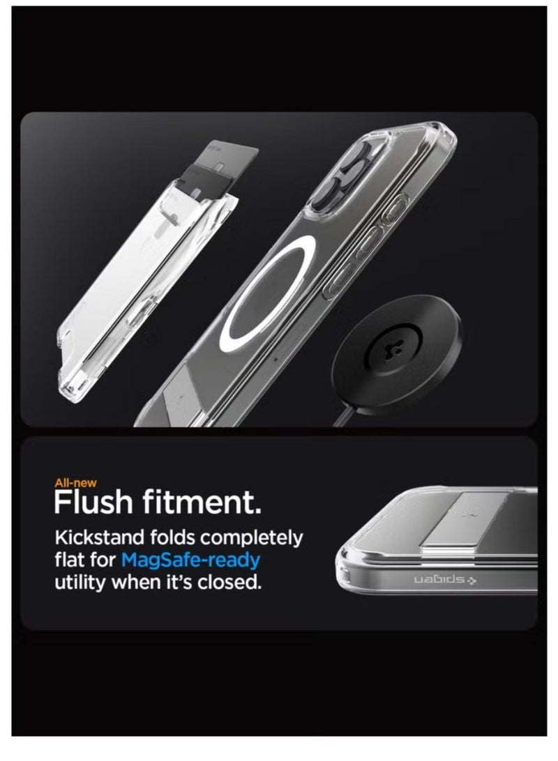Spigen Ultra Hybrid S MagFit iPhone 16 PRO Case Cover MagSafe with Kickstand - Crystal Clear - Image 4