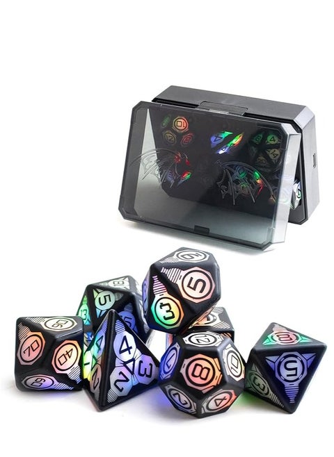 Magnetic Charging LED Dice with Charging Case, DND Dice Set with 3 Lighting Modes Slow Flash, Fast Flash, and Alternate Flash Dragon & Dungeon Polyhedron Dice Set