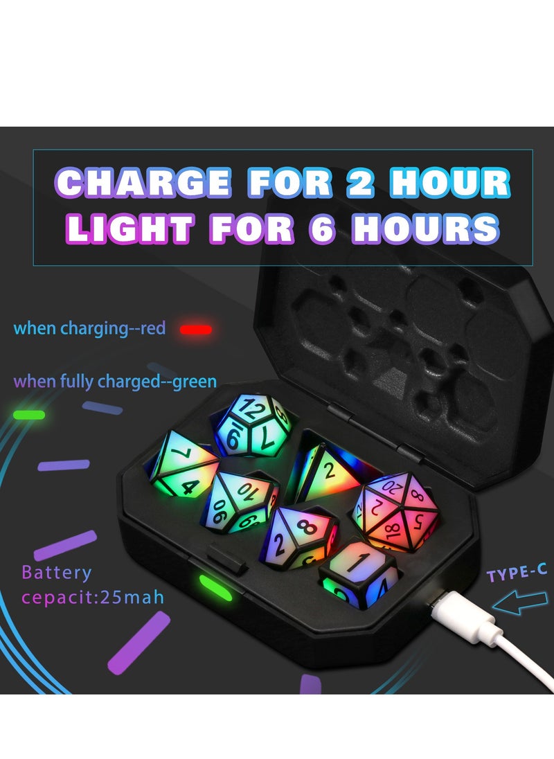 General - Magnetic Charging LED Dice with Charging Case, DND Dice Set with 3 Lighting Modes Slow Flash, Fast Flash, and Alternate Flash Dragon & Dungeon Polyhedron Dice Set - Image 1