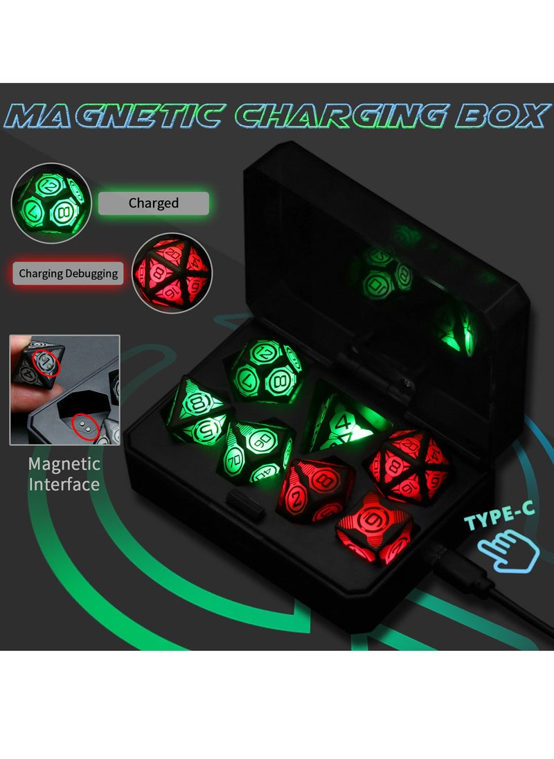 General - Magnetic Charging LED Dice with Charging Case, DND Dice Set with 3 Lighting Modes Slow Flash, Fast Flash, and Alternate Flash Dragon & Dungeon Polyhedron Dice Set - Image 1