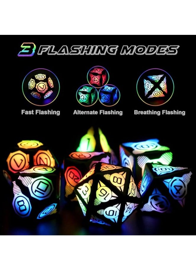 General - Magnetic Charging LED Dice with Charging Case, DND Dice Set with 3 Lighting Modes Slow Flash, Fast Flash, and Alternate Flash Dragon & Dungeon Polyhedron Dice Set - Image 1