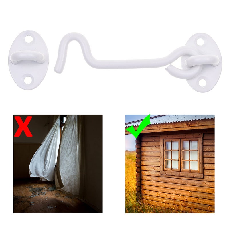 Eco-Fused 4-inch Heavy Duty Hook and Eye Latch - 1x Barn Door Lock (White), 4X Mounting Screws - Powder Coated Stainless Steel Hooks for Door, Windows, Sheds, Fences, Gates, Closets, Cabinets - Image 5