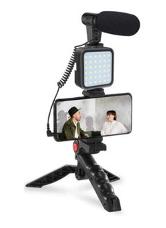 smartphone Vlogging Kit for Starter Video Recording, the set with Fill Light + Microphone + Tripod + Phone Clip for YouTube Tiktok Instagram Fitness Yoga