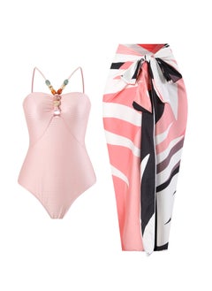 Generic 2Pcs The latest women's one-piece swimsuit hollow gem long dress swimsuit set  - Image 1