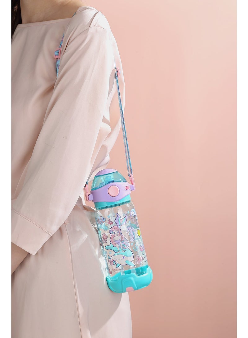 Five dream house Kids Water Bottle Sippy Cup with Straw, 650ML BPA-Free Leakproof Water Bottle with Adjustable Shoulder Strap, Portable Drinking Cup for Kids - Image 3