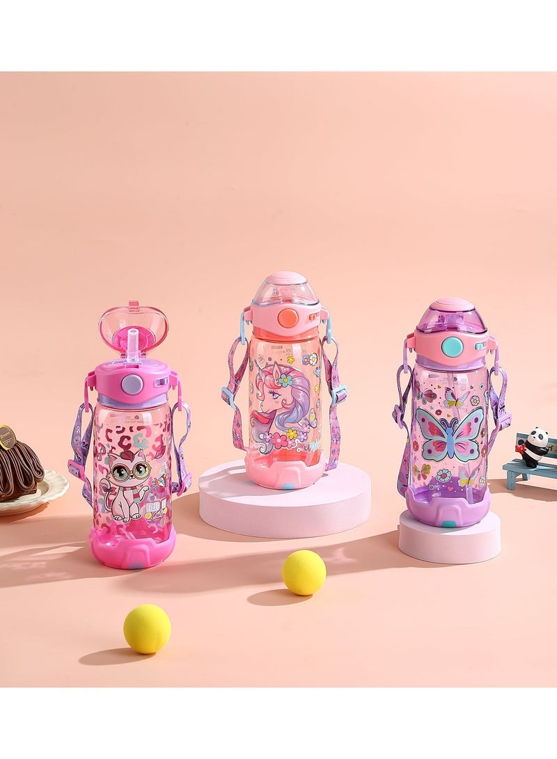 Five dream house Kids Water Bottle Sippy Cup with Straw, 650ML BPA-Free Leakproof Water Bottle with Adjustable Shoulder Strap, Portable Drinking Cup for Kids - Image 5