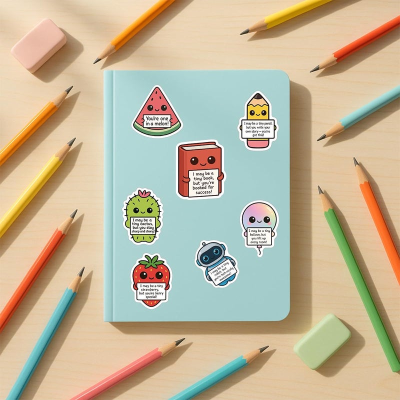Obujopal 100 Pcs Emotional Support Animal Stickers, Cute Affirmation Stickers for Kids Teacher Classroom Water Bottle Laptop Phones, Positive Quote Vinyl Waterproof - Image 3