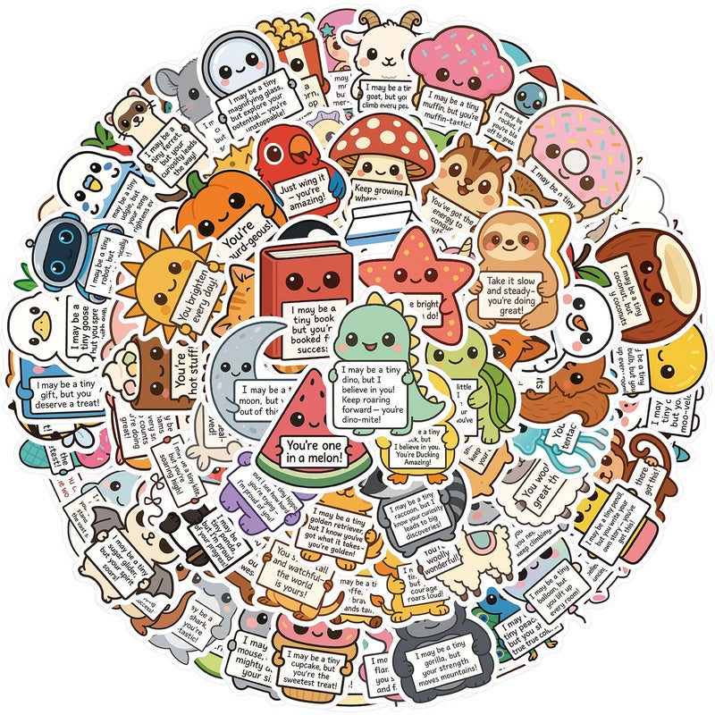 Obujopal 100 Pcs Emotional Support Animal Stickers, Cute Affirmation Stickers for Kids Teacher Classroom Water Bottle Laptop Phones, Positive Quote Vinyl Waterproof - Image 1