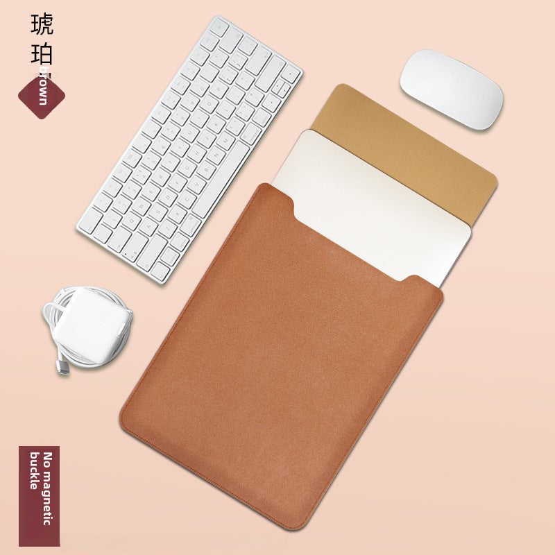 Non-Magnetic MacBook Sleeve Ultra-thin PU Case Amber [liner bag]]