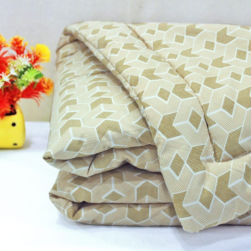 AURAVE Microfiber 210 Tc Reversible All Season Comforter/Quilt, Single, 150 GSM, Beige - Image 1