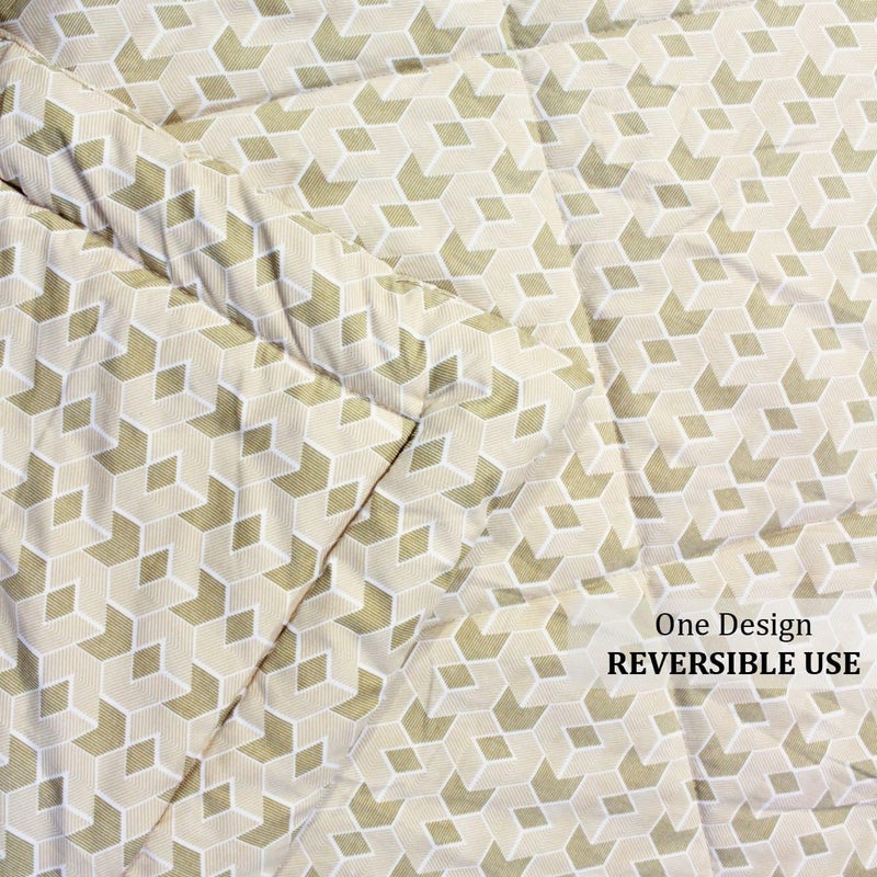 AURAVE Microfiber 210 Tc Reversible All Season Comforter/Quilt, Single, 150 GSM, Beige - Image 3