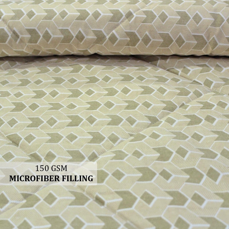 AURAVE Microfiber 210 Tc Reversible All Season Comforter/Quilt, Single, 150 GSM, Beige - Image 5