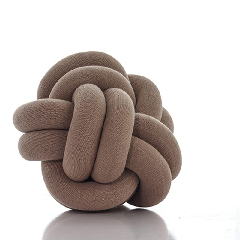 Pluchi Nodo Combed Cotton Knitted Knot Pillow/Knot Pillow for Sofa Sandy Brown Color (30 cm x 30 cm) - Image 1