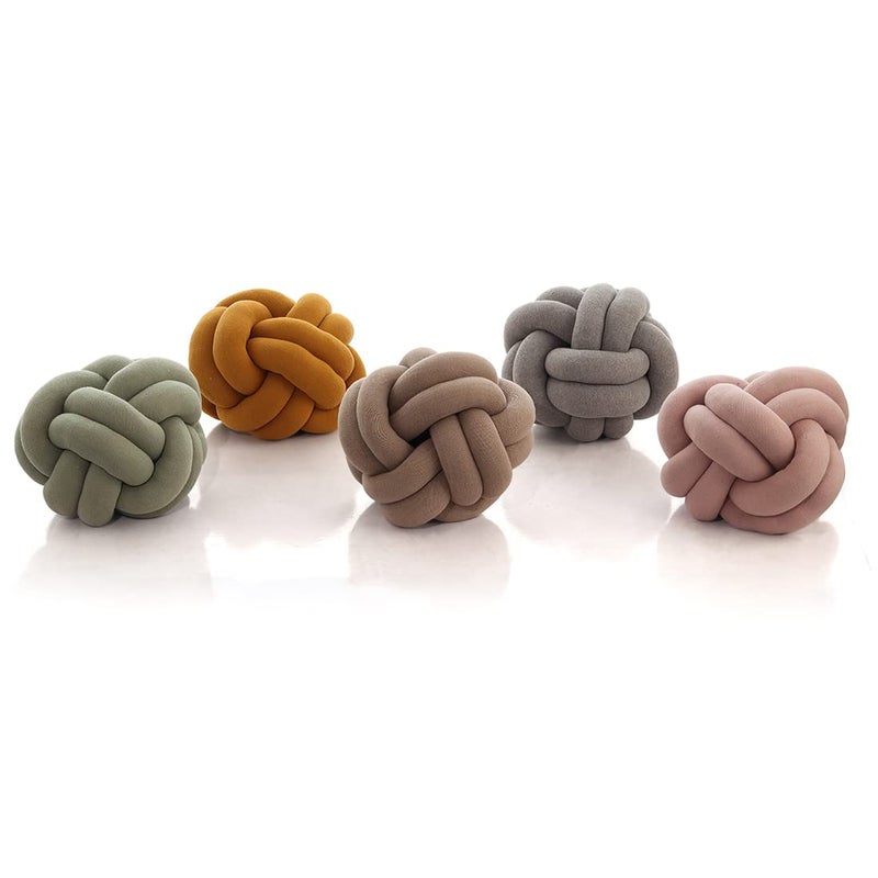 Pluchi Nodo Combed Cotton Knitted Knot Pillow/Knot Pillow for Sofa Sandy Brown Color (30 cm x 30 cm) - Image 4