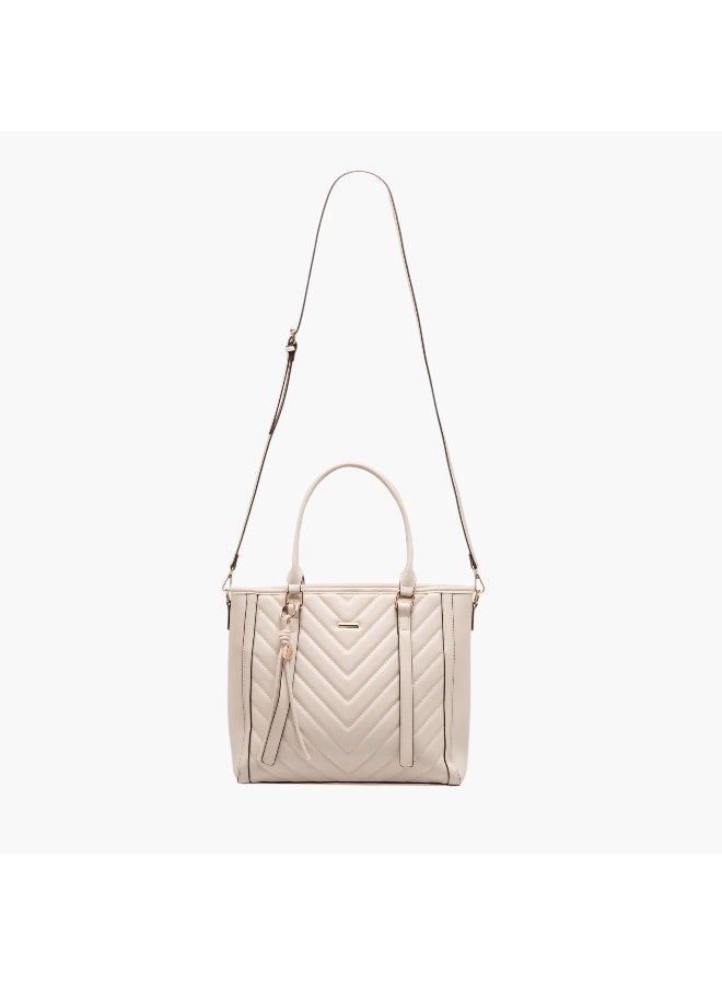Adore Quilted Tote Bag with Detachable Strap - Image 2